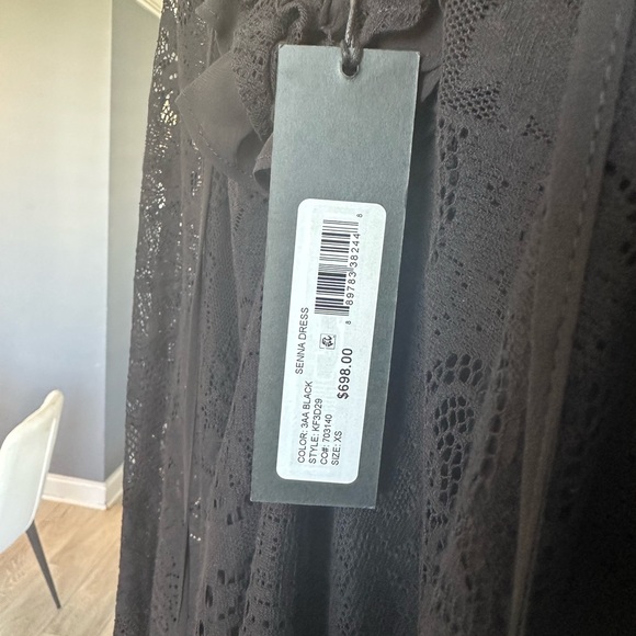 Women's Black Senna Ruffle-trim Lace Flounce Midi Dress - Picture 4 of 6